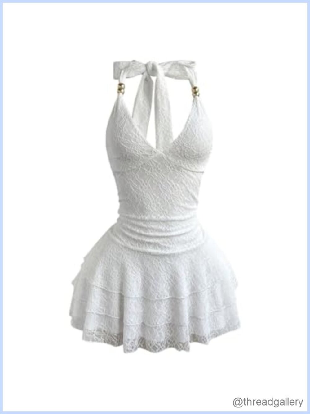Beaded Lace Halter Mini Dress Y2k Party Concert A-Line Backless
